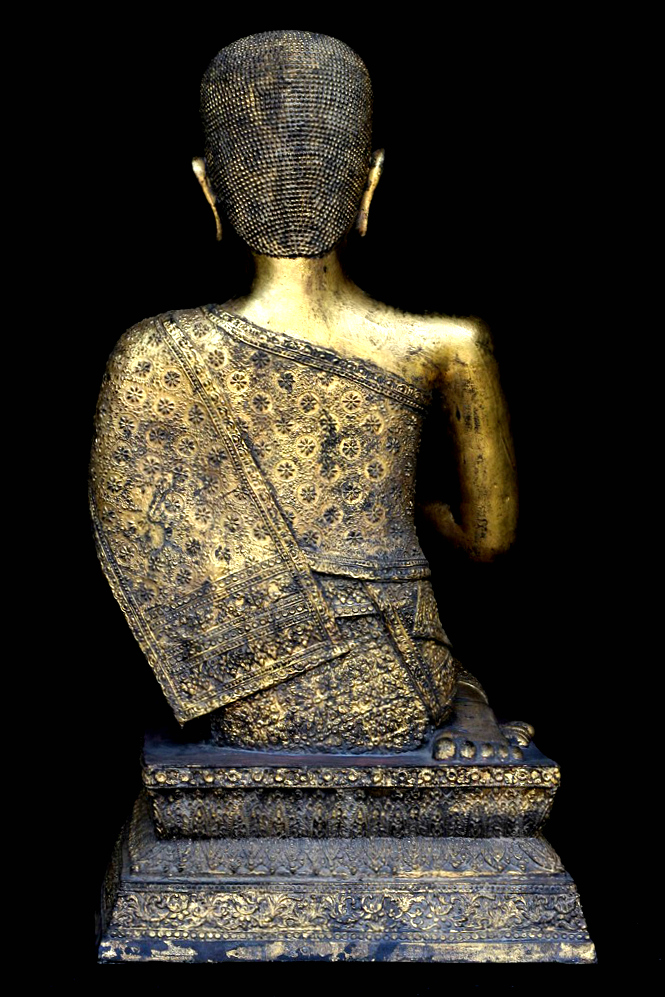 Pair Of 19C Bronze Thai Rattanakosin Buddhist Monks #HD397